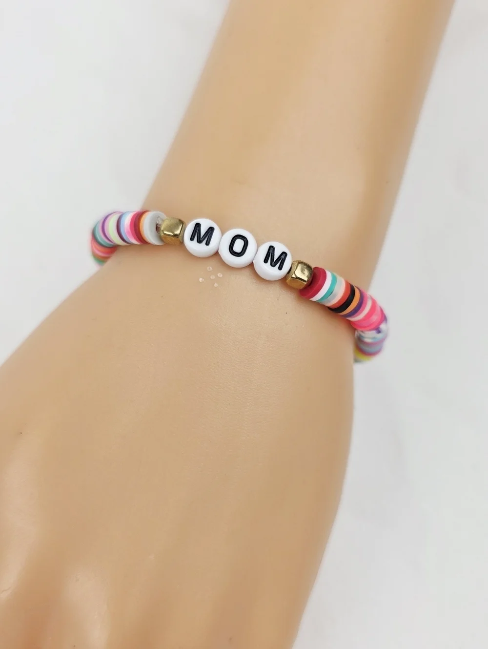 Handmade Clay Bead Multi Color Mom Bracelet